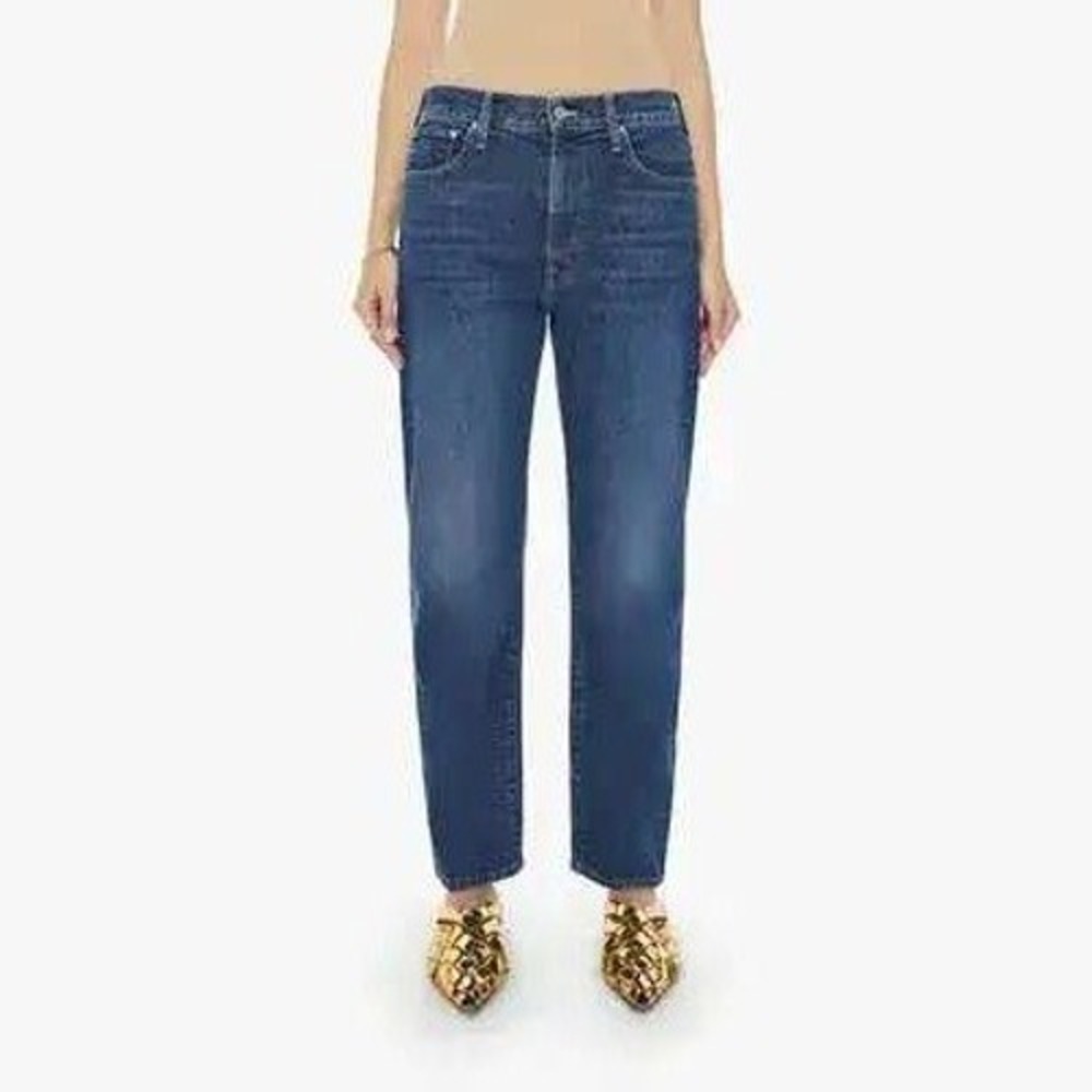 MOTHER The Ditcher Zip Hover Jeans Womens 30 Blue Cannonball Straight High Rise